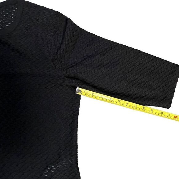 Chico's Women Top Quarter Sleeve Black Small V Neckline Open Knit Black XL Chico - Picture 10 of 11